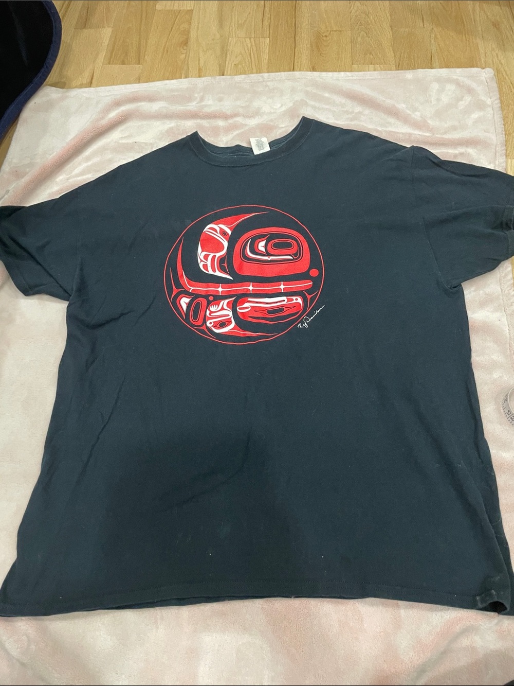 Vintage Reg Davidson Haida Art Graphic T-Shirt Black XL